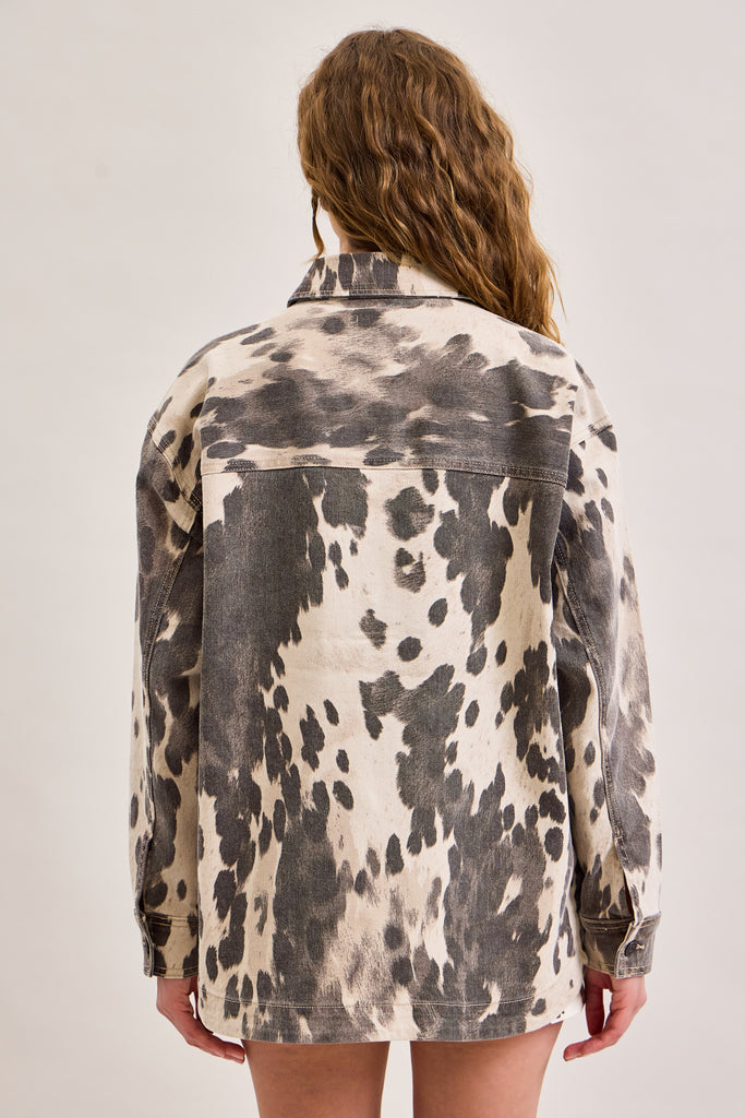 [DAKOTA] Cow Print Oversized Shacket