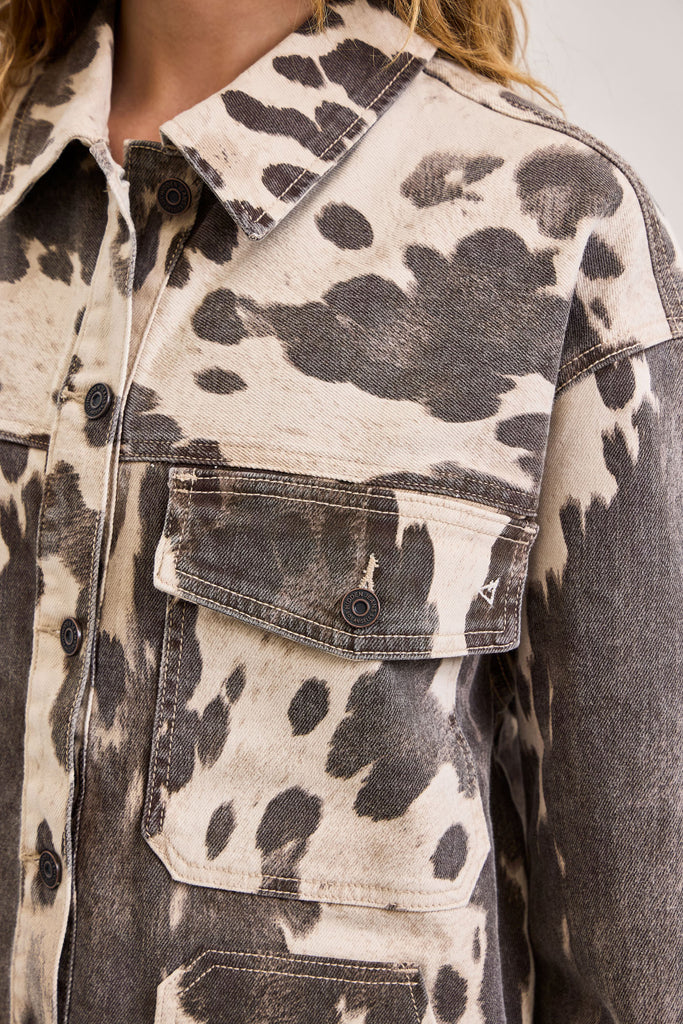 [DAKOTA] Cow Print Oversized Shacket