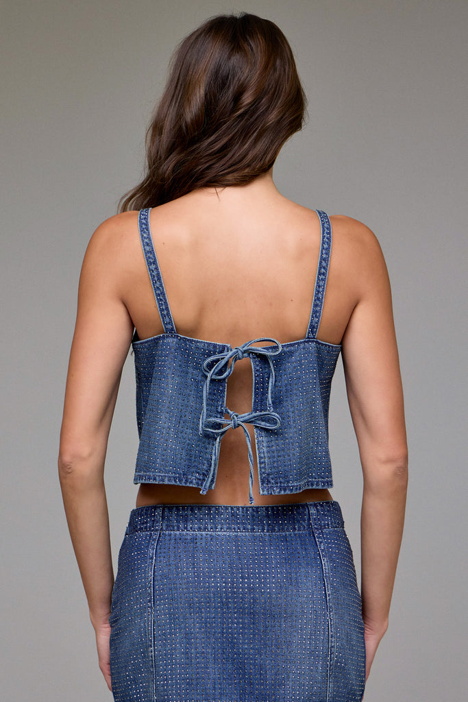 [REBEL] Medium Wash Super Soft Embellished Tank Top
