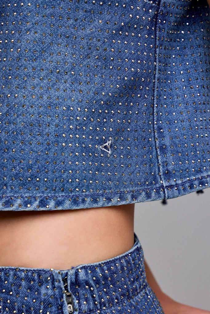 [REBEL] Medium Wash Super Soft Embellished Tank Top