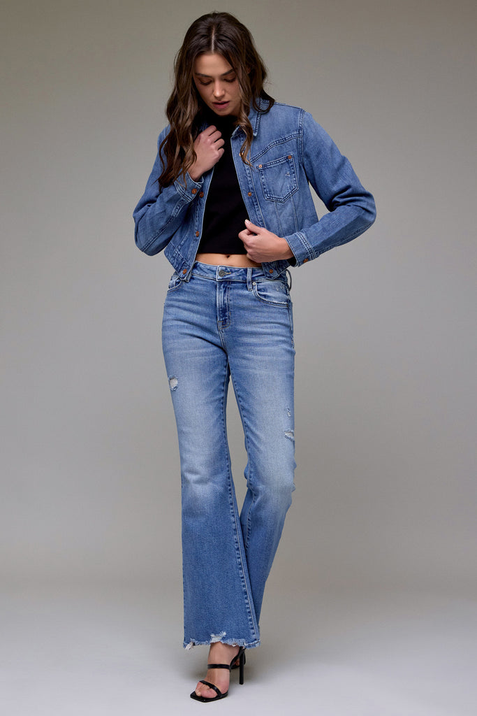 [REBEL] Medium Wash Super Soft Cropped Jacket