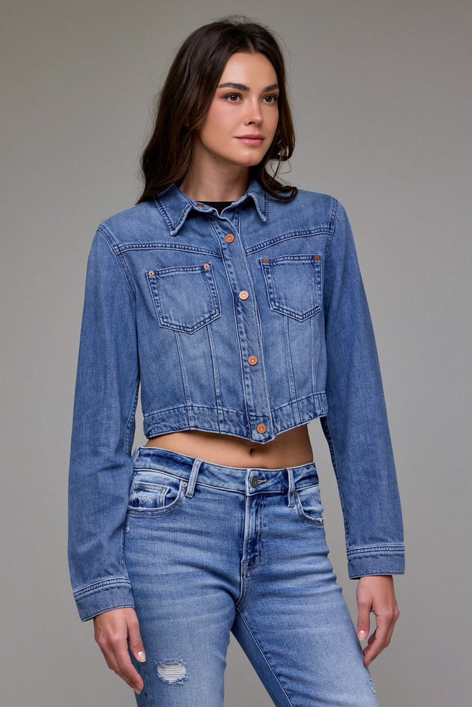 [REBEL] Medium Wash Super Soft Cropped Jacket