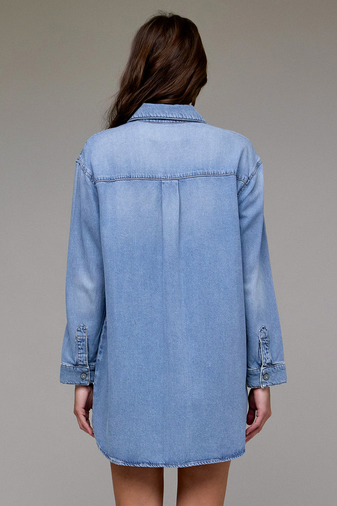 [ABBEY] Light Wash Super Soft Oversized Shirt Dress