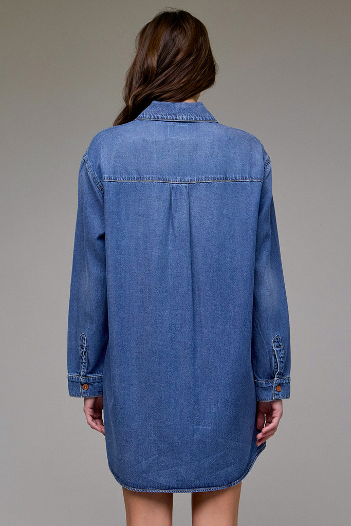 [ABBEY] Medium Wash Super Soft Oversized Shirt Dress