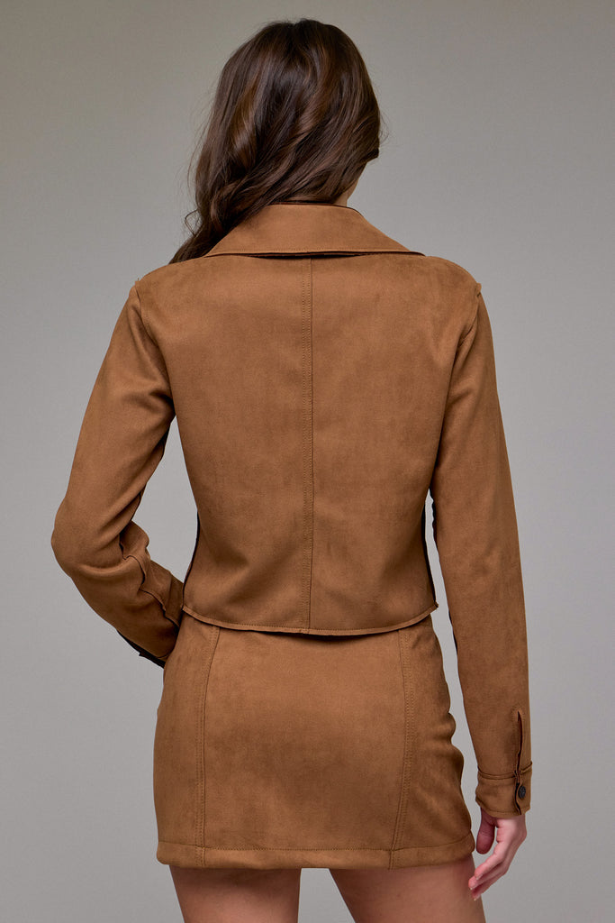 [ABBEY] Caramel Suede Button-up Shirt