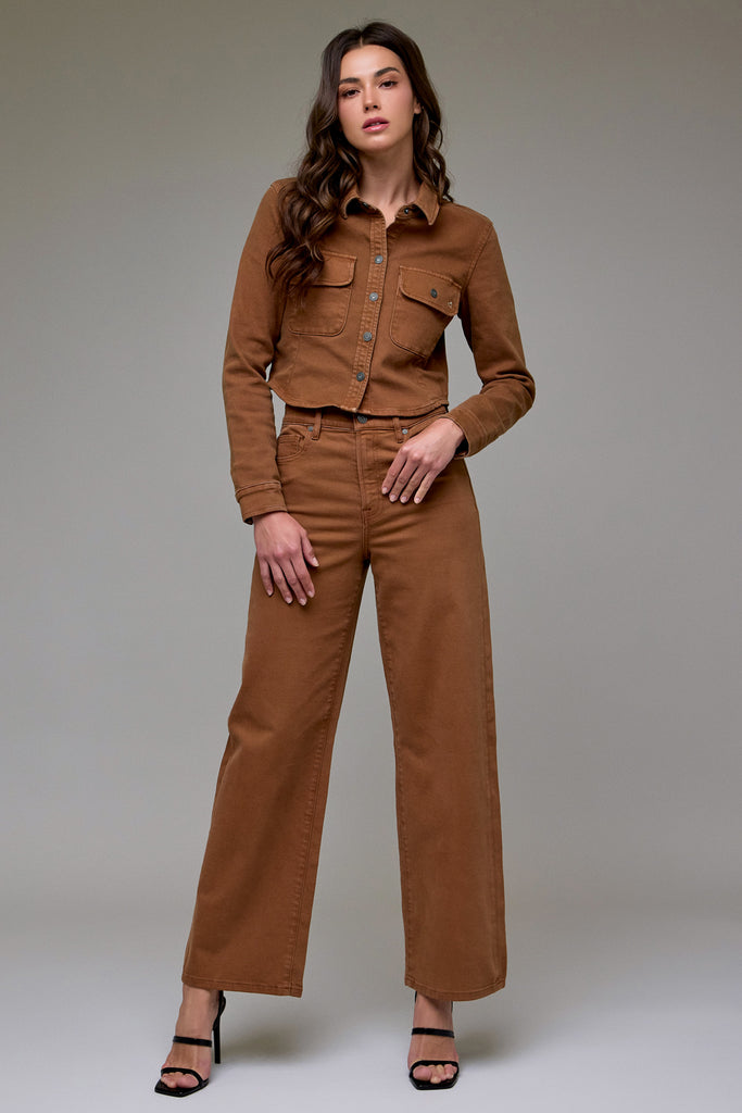 [LOGAN] Tawney Wash Stretch High Rise Relaxed Dad Jean