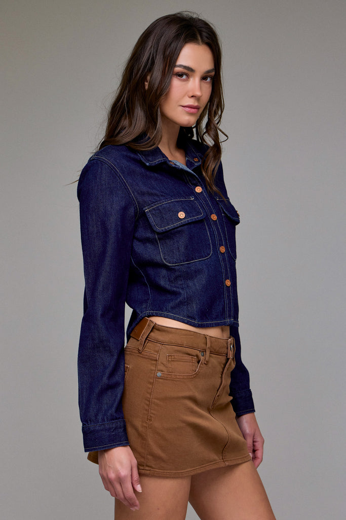 [ABBEY] Rinse Wash Tapered Button-up Shirt