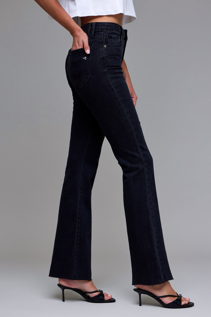 [HAPPI] Jet Black 33" Inseam Raw Hem Flare