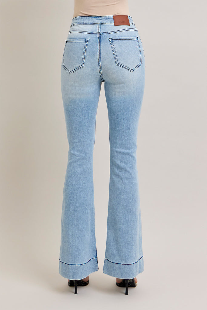 [HAPPI] Light Wash High Rise Extended Waistband 33" Inseam Flare