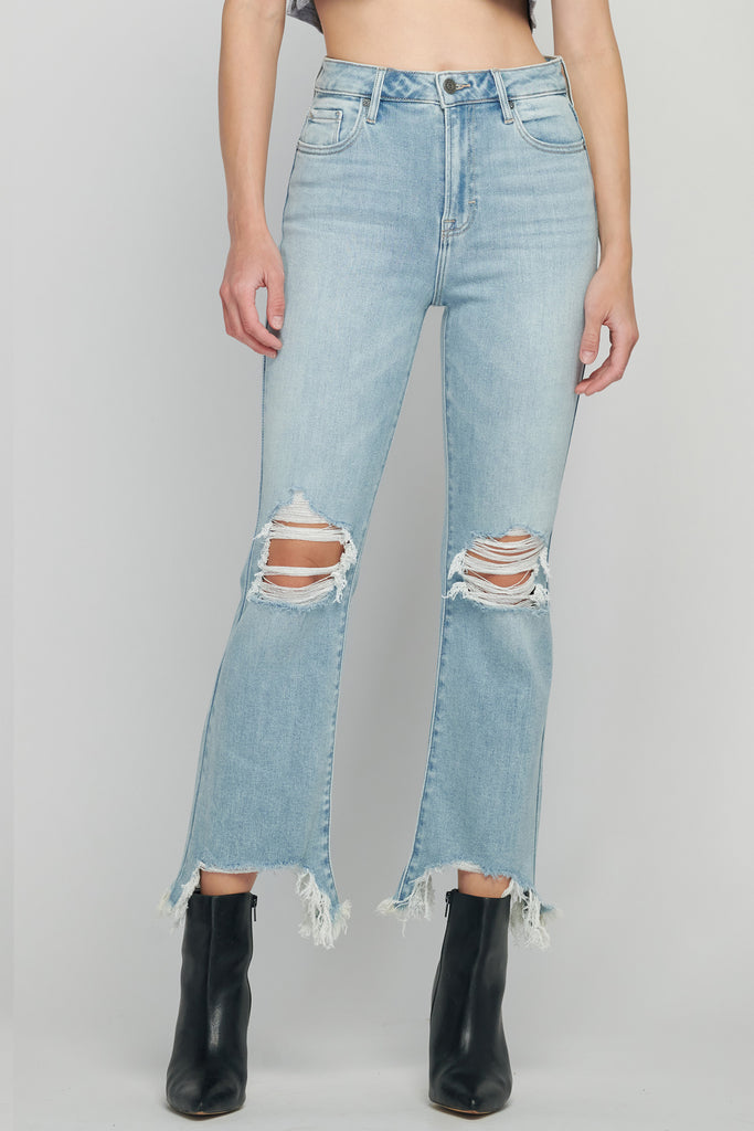 [HAPPI] DISTRESSED CROPPED FLARE