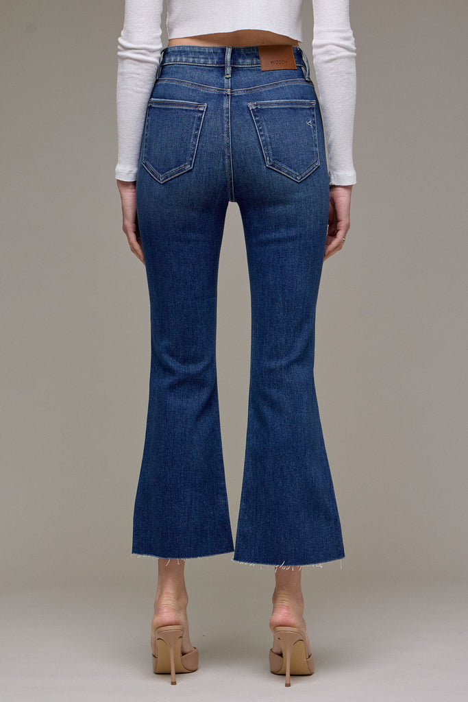 [HAPPI] Dark Wash Clean Cropped Flare