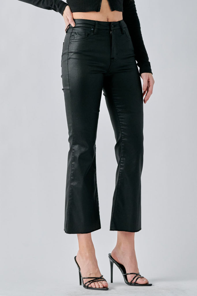 [HAPPI] Black Coated Cropped Flare
