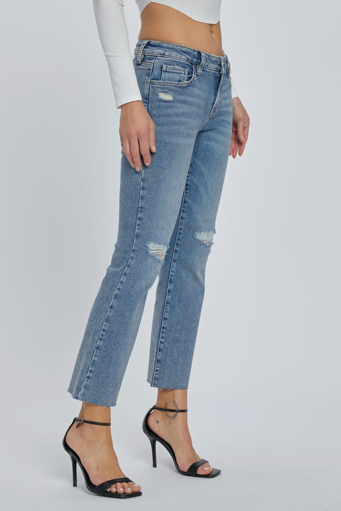 [RYAN] ACID WASH LOW RISE STRETCH BOOTCUT