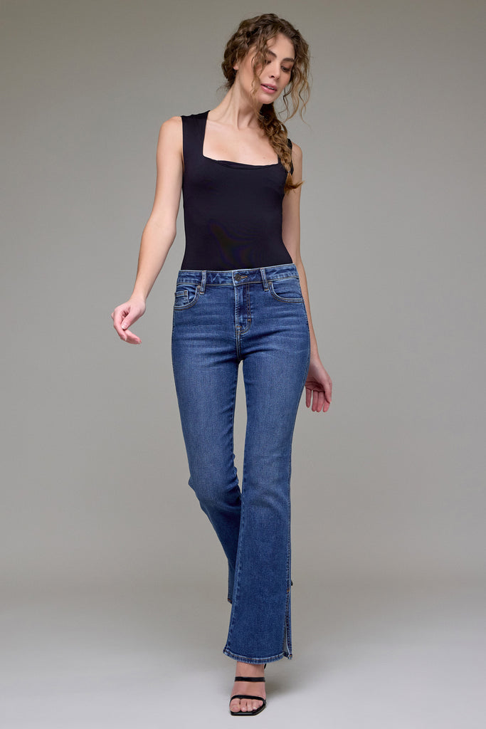 [RYAN] Dark Wash Clean Side Slit Boot Cut
