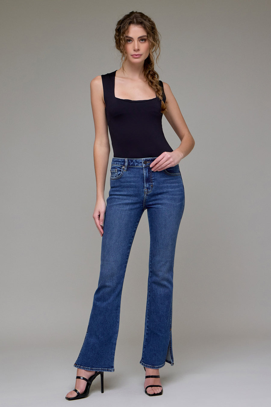 [RYAN] Dark Wash Clean Side Slit Boot Cut