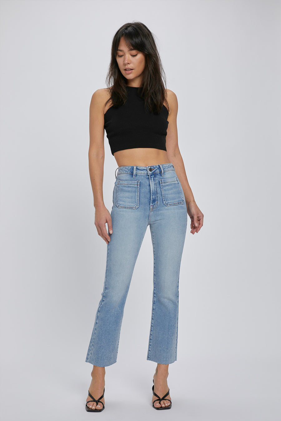 PEACHED THIA CROP FLARE in BLACK