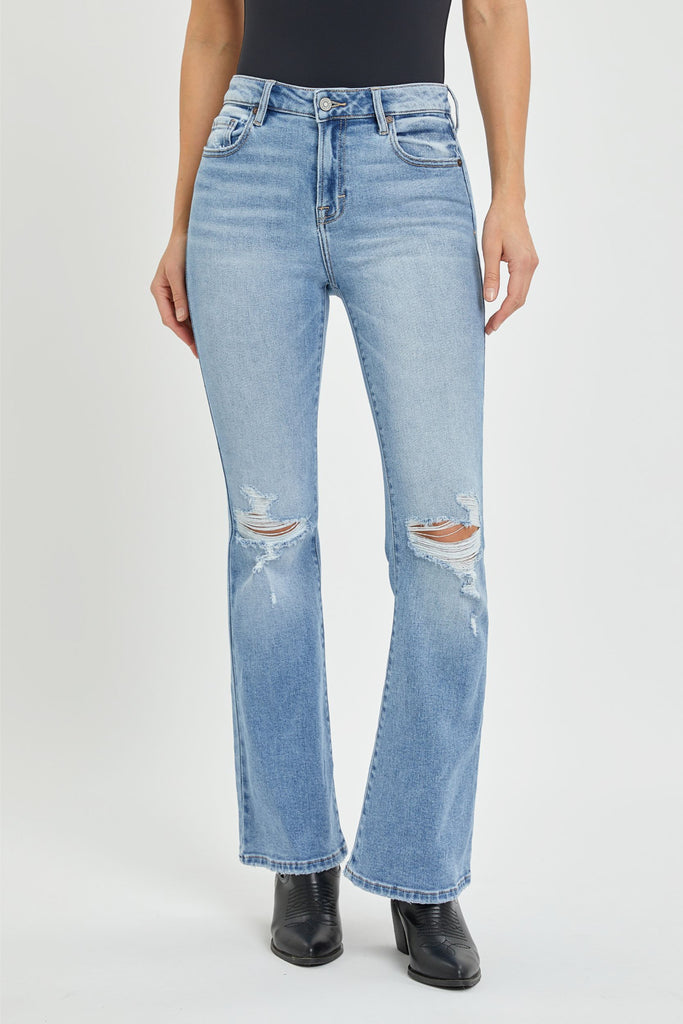 [REBEL] MEDIUM LIGHT DISTRESSED STRETCH 31" FLARE