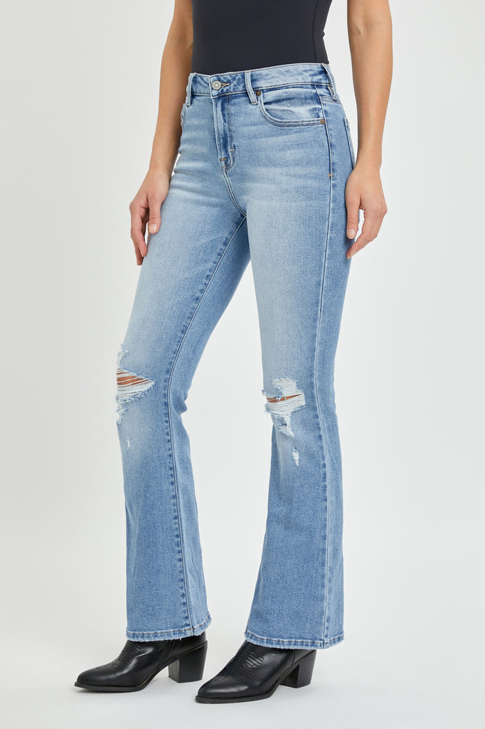 [REBEL] MEDIUM LIGHT DISTRESSED STRETCH 31" FLARE