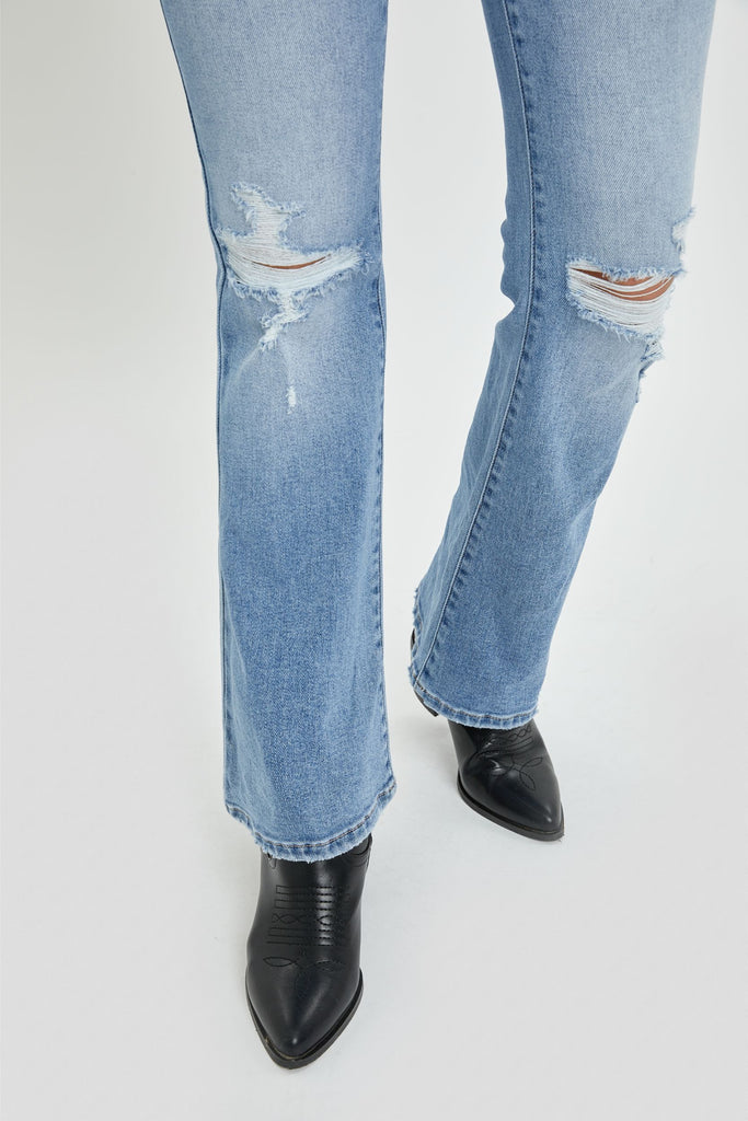 [REBEL] MEDIUM LIGHT DISTRESSED STRETCH 31" FLARE