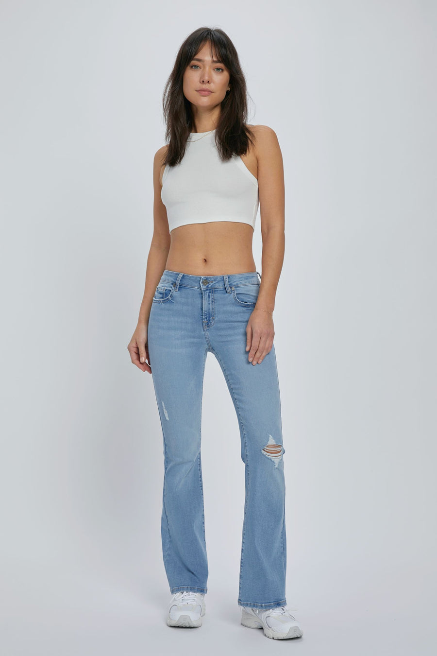 [HAPPI] MEDIUM LIGHT 31" INSEAM LOW RISE GRINDED FLARE