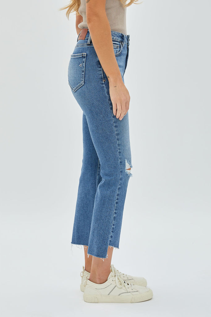 [HAPPI] STEP HEM CROPPED FLARE