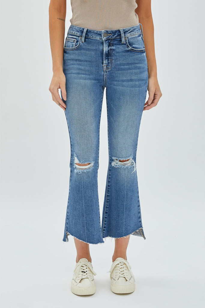 [HAPPI] STEP HEM CROPPED FLARE