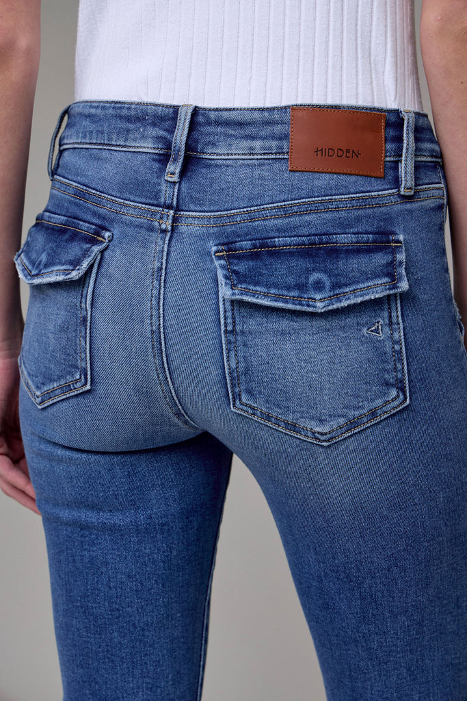 [HAPPI] Medium Dark Mid Rise Utility Pocket Flare