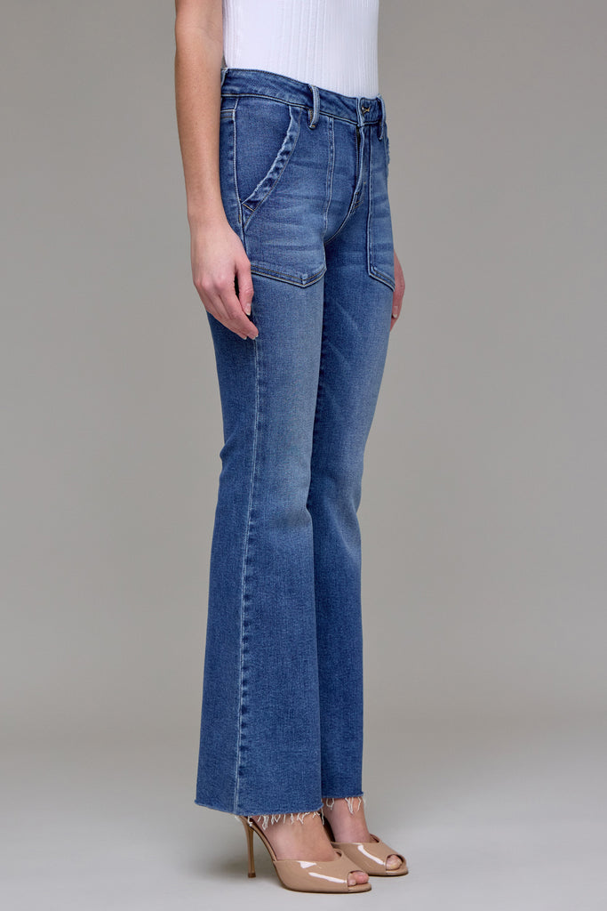 [HAPPI] Medium Dark Mid Rise Utility Pocket Flare