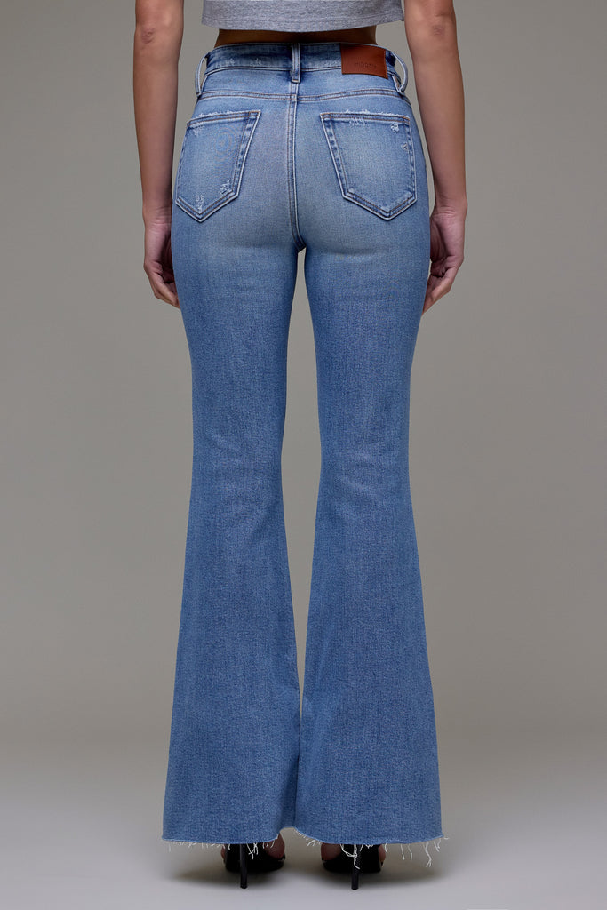 Medium Wash Knee Distressed Stretch 33" Flare