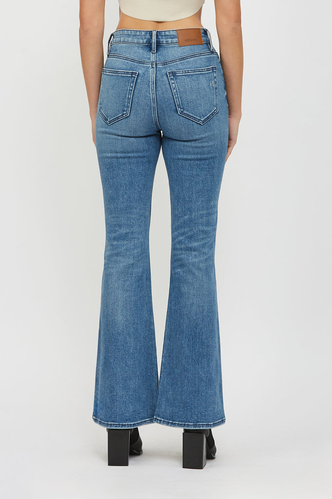 [HAPPI] MEDIUM WASH 33" INSEAM GRINDED FLARE