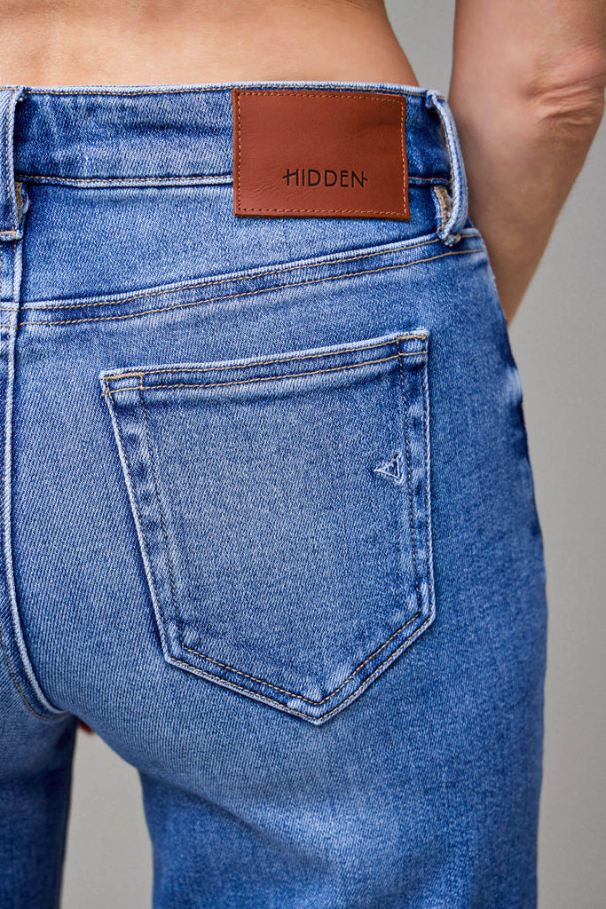 [HAPPI] Dark Wash Pintuck Mid Rise Comfort Flare