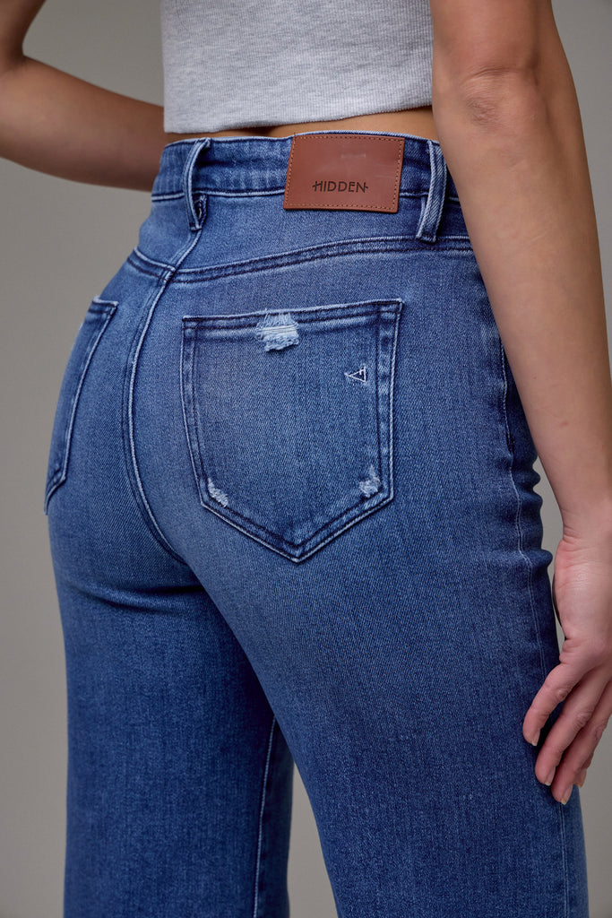 [HAPPI] Dark Wash High Rise Stretch 33" Inseam Comfort Flare