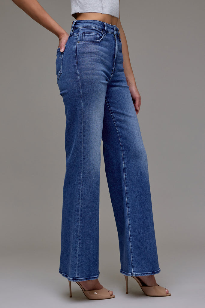 [HAPPI] Dark Wash High Rise Stretch 33" Inseam Comfort Flare