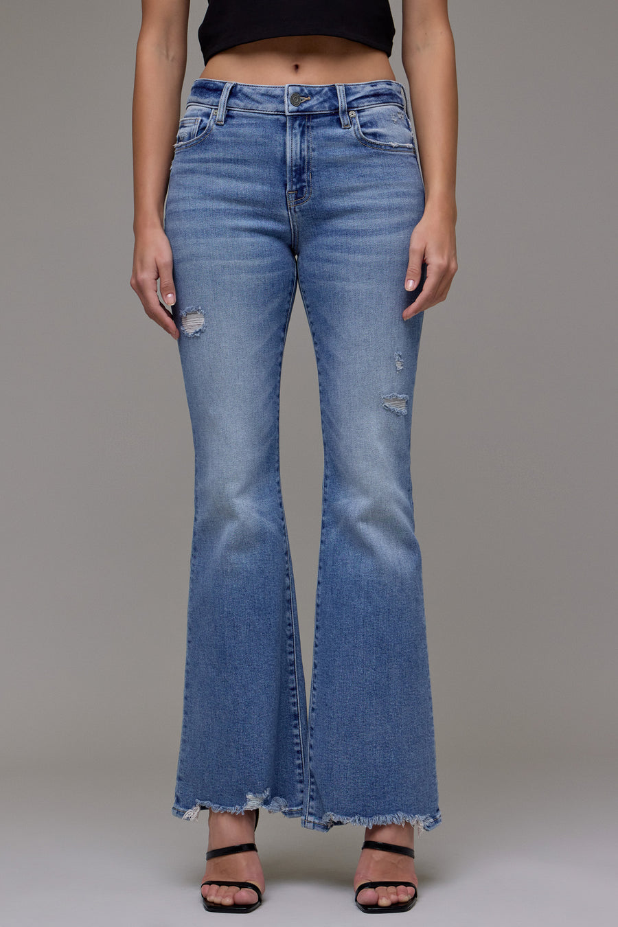 Medium Light Grinded Stretch Mid Rise 33" Inseam Flare