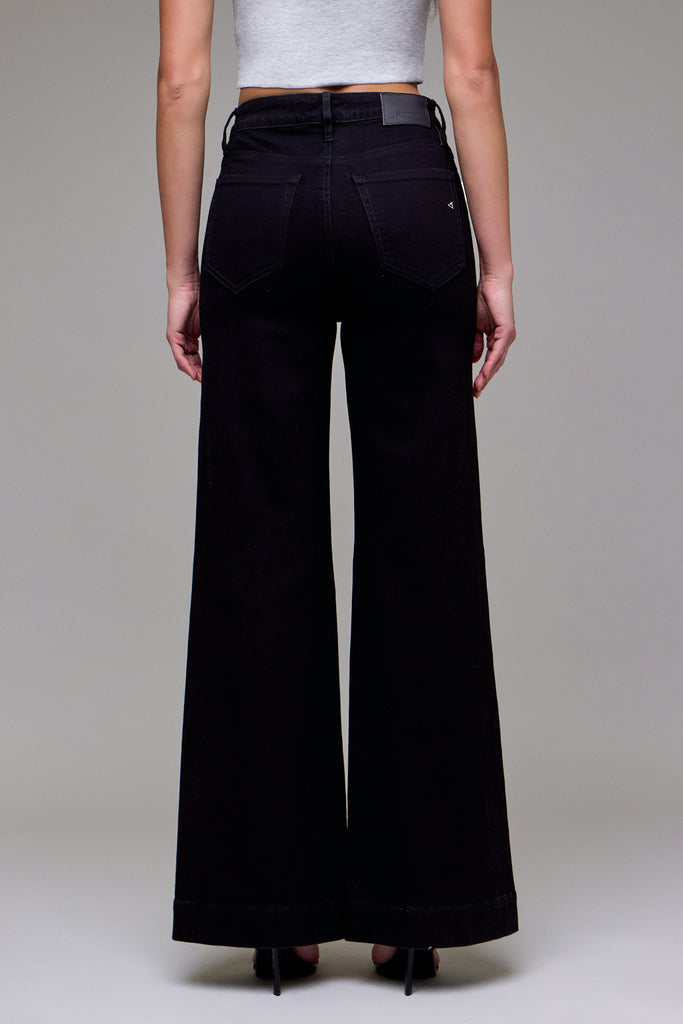[HAPPI] Black Stretch Pintuck High Rise Comfort Flare