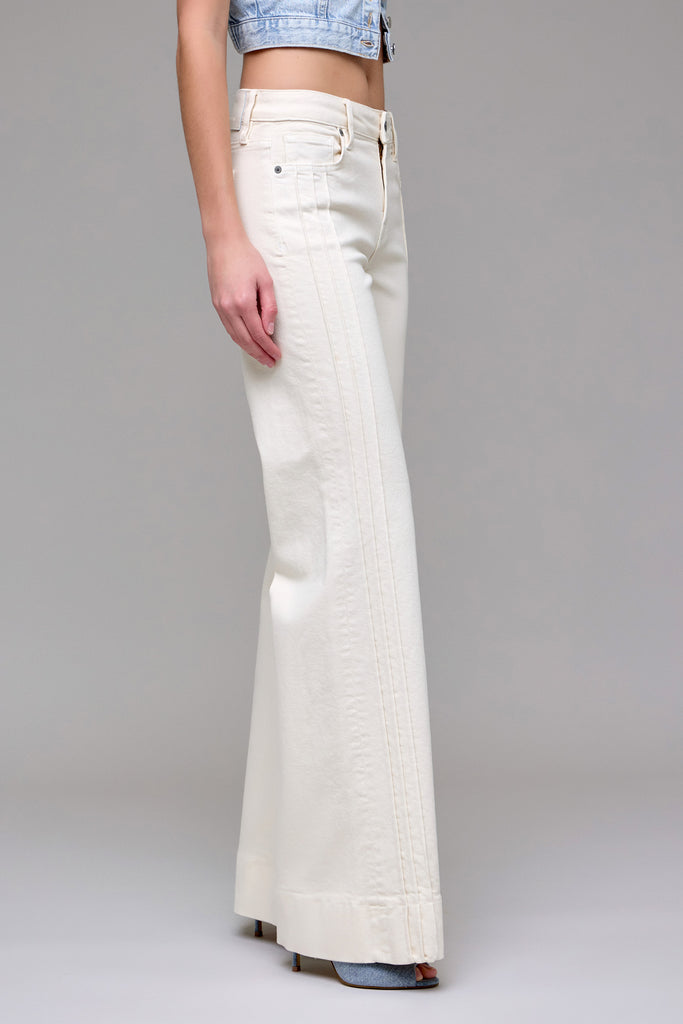 [HAPPI] Ecru Wash Pintuck Mid Rise Comfort Flare