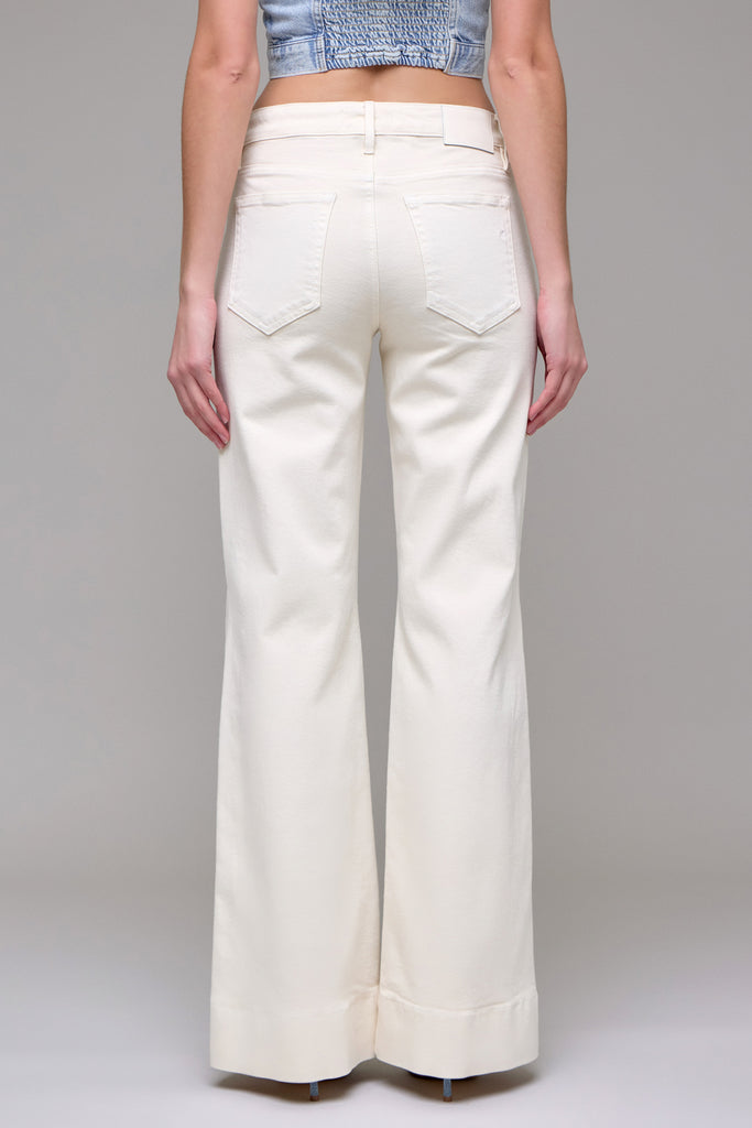 [HAPPI] Ecru Wash Pintuck Mid Rise Comfort Flare