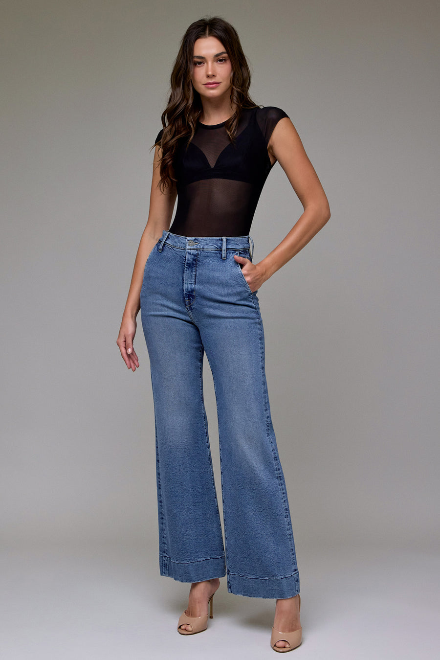 [HAPPI] Medium Dark Stretch High Rise Comfort Flare