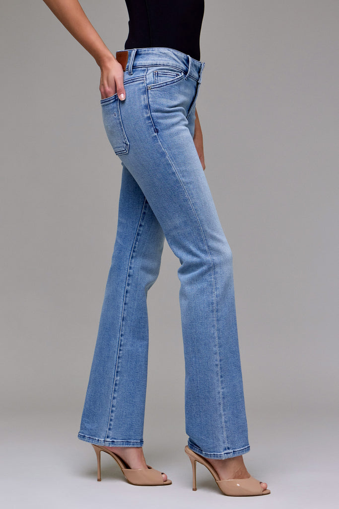 [RYAN] Medium Light Double Waistband Low Rise Bootcut