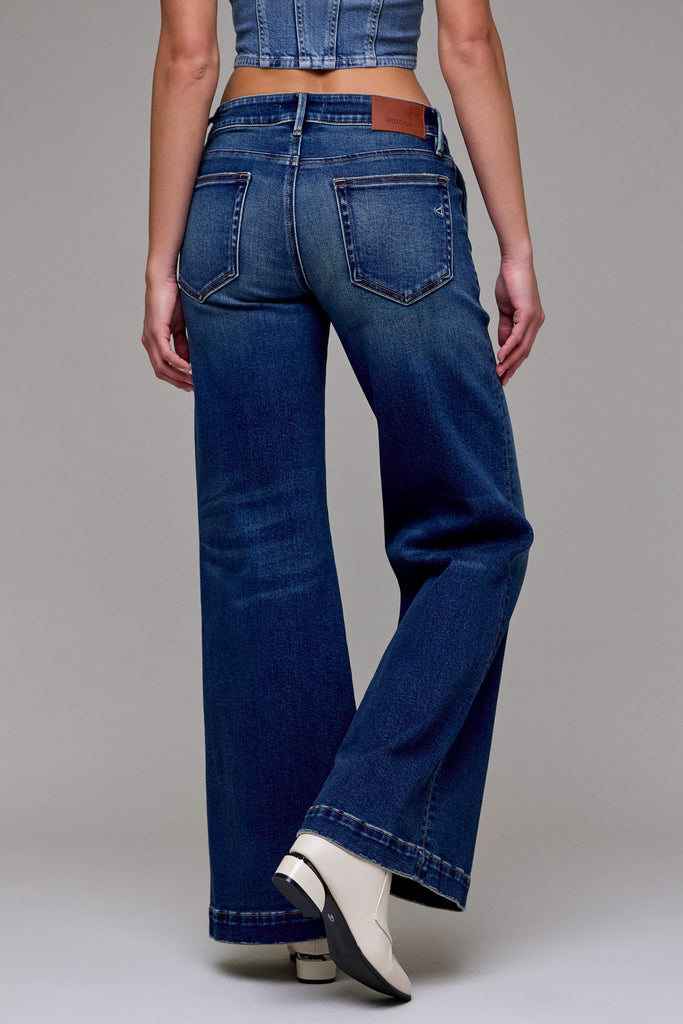 [HAPPI] Dark Wash Stretch Trouser Low Rise Comfort Flare