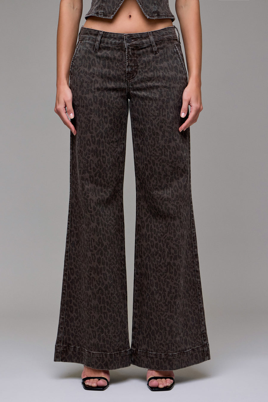 [HAPPI] Brown Cheetah Stretch Trouser Detail Comfort Flare