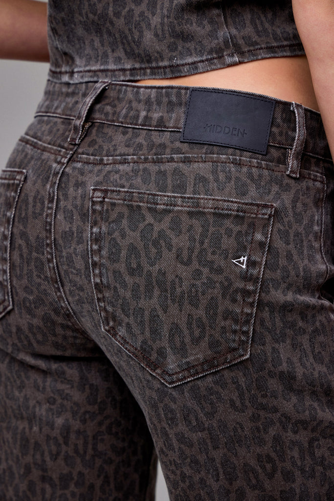 [HAPPI] Brown Cheetah Stretch Trouser Detail Comfort Flare