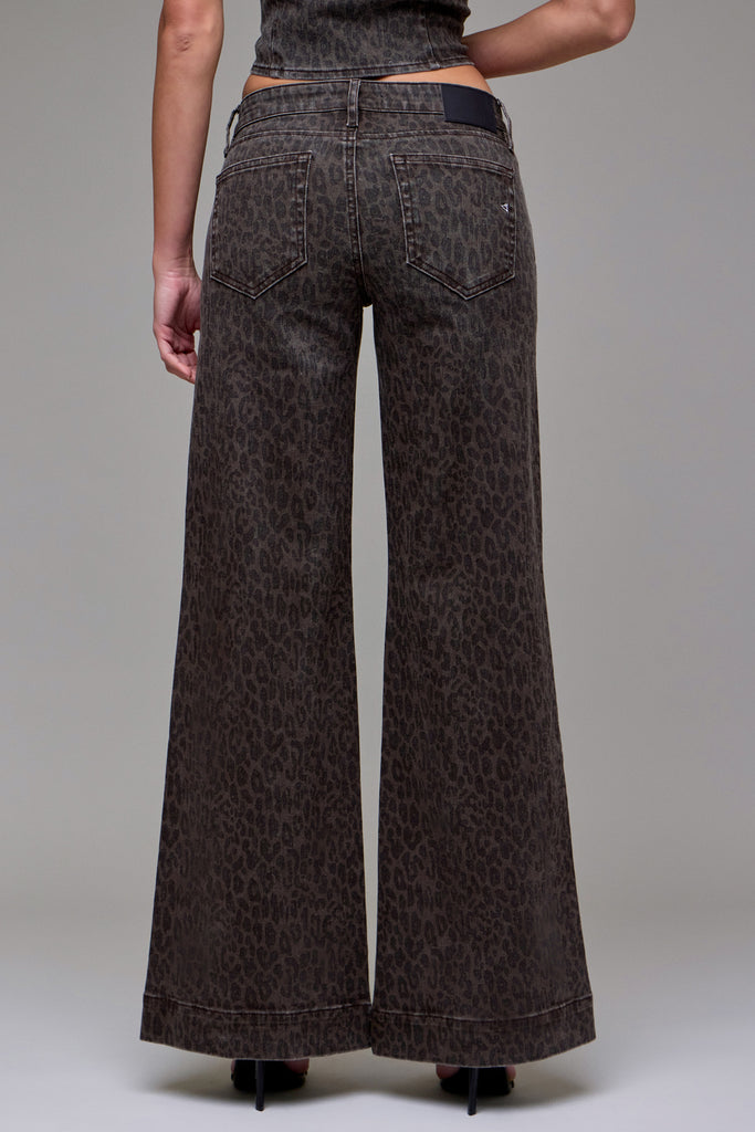 [HAPPI] Brown Cheetah Stretch Trouser Detail Comfort Flare