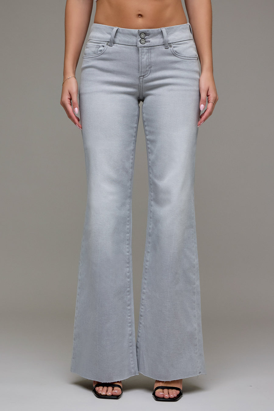 [HAPPI] Light Grey Double Waistband Low Rise Comfort Flare