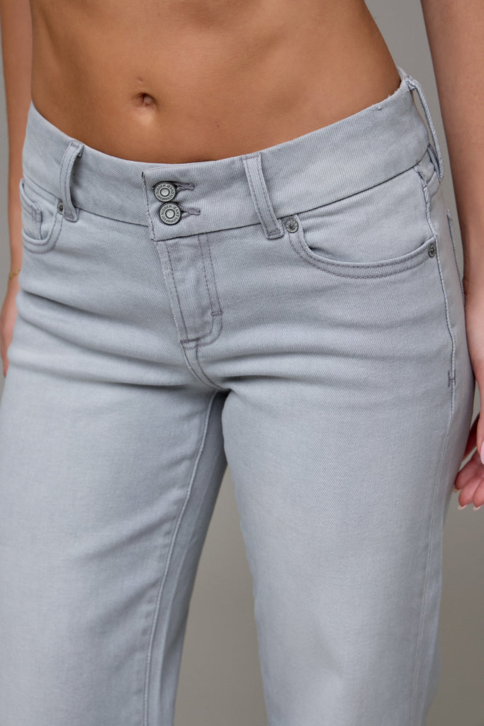 [HAPPI] Light Grey Double Waistband Low Rise Comfort Flare