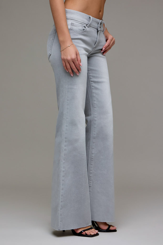 [HAPPI] Light Grey Double Waistband Low Rise Comfort Flare