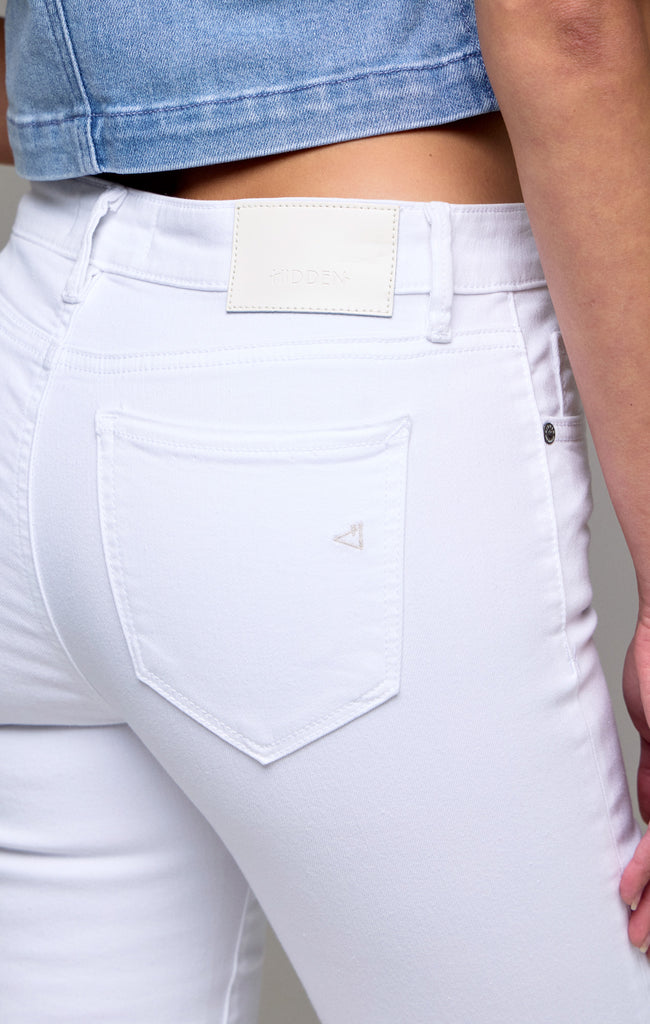 [HAPPI] White Frayed Hem Cropped Flare