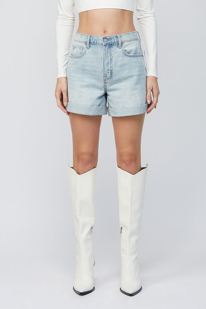 [SOFIE] LIGHT DARK 4" INSEAM CLEAN CLASSIC MOM SHORTS