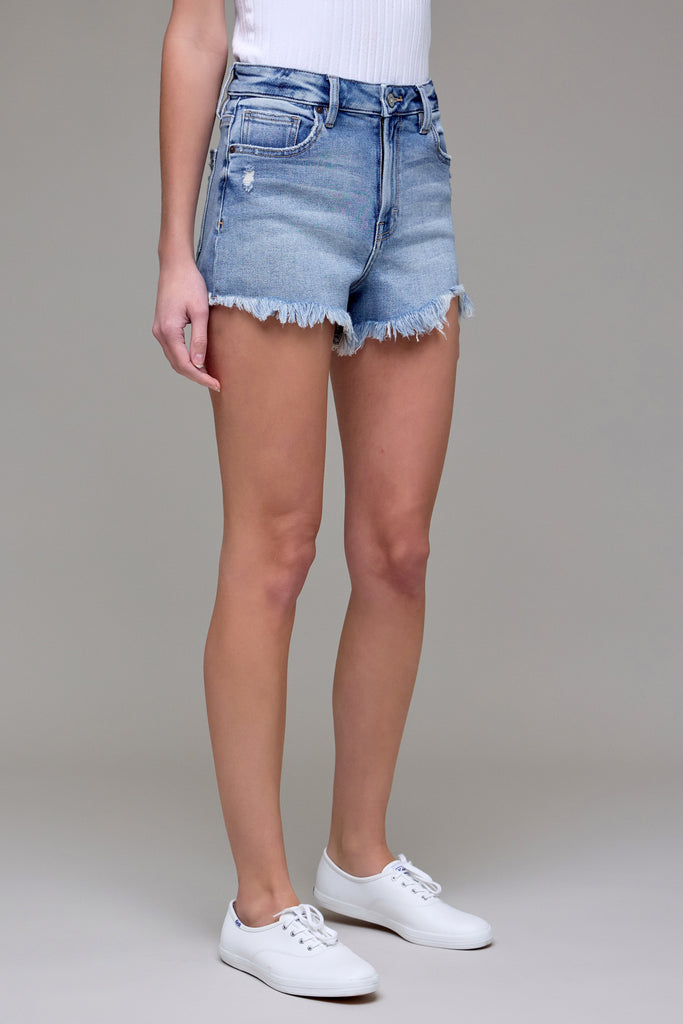 [FINN] Dark Wash Frayed Stretch 3" Inseam Shorts