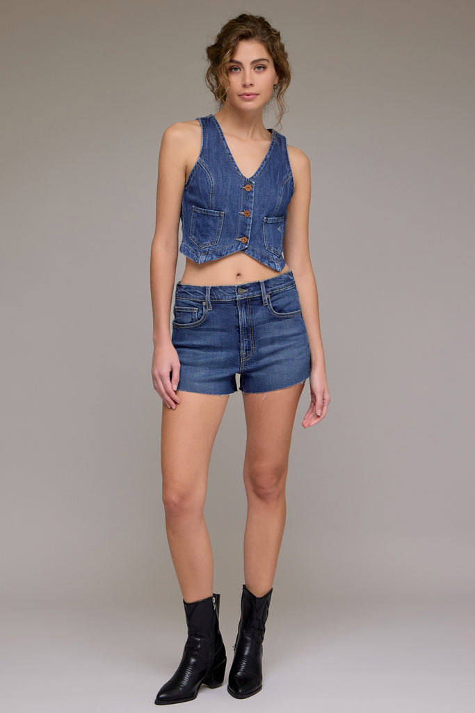 [FINN] Dark Wash High Rise 3" Inseam Micro Shorts